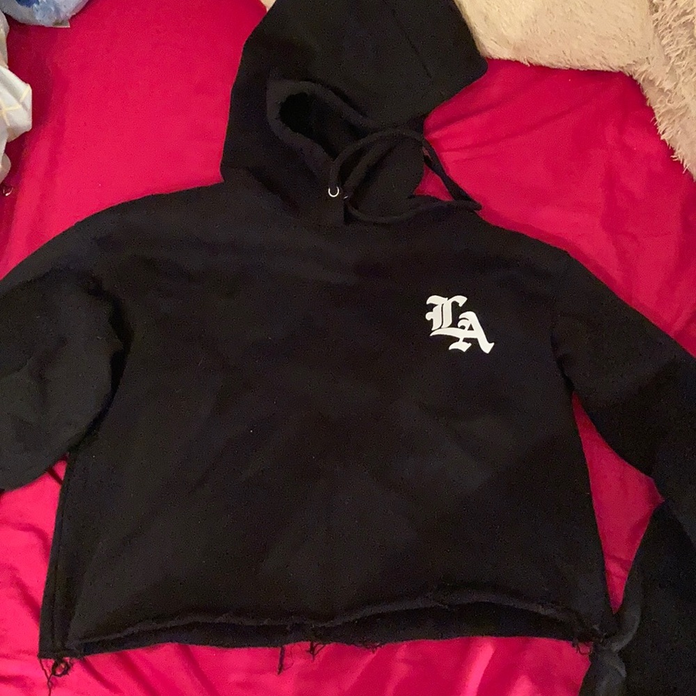LA cropped Hooded Sweatshirt